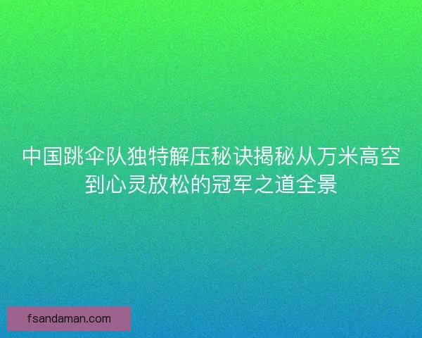 中国跳伞队独特解压秘诀揭秘从万米高空到心灵放松的冠军之道全景