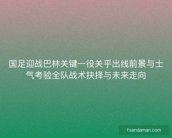 国足迎战巴林关键一役关乎出线前景与士气考验全队战术抉择与未来走向