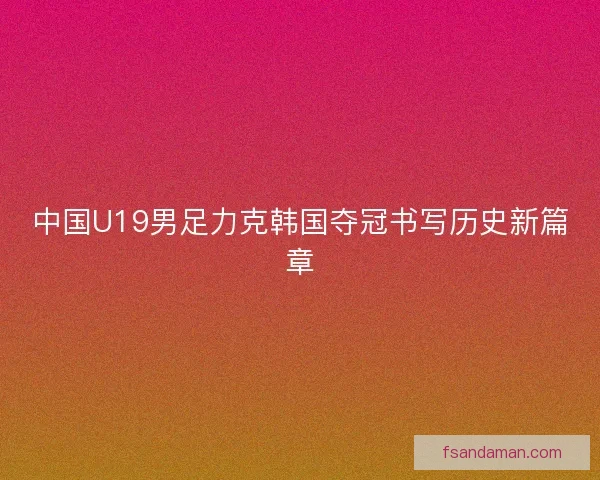 中国U19男足力克韩国夺冠书写历史新篇章